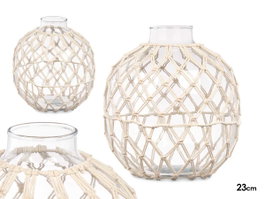 GIFTDECOR Sphère en Verre et Corde Blanche