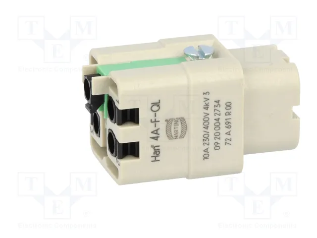 HARTING Han® A Insert de contact femelle HDC 10A 250V 4+PE Quick Lock 1,5mm²