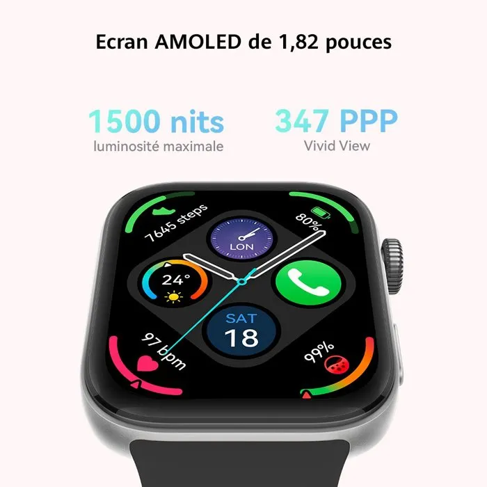 Huawei Watch Fit 3 - Montre connectée sport smartwatch avec écran AMOLED 1.82", Noir, Autonomie 10 jours, 100+ modes sport, Santé, GPS, 5ATM, Compatible Android iOS