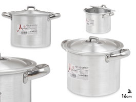 Kinvara Casserole en Aluminium 16 cm 2 L, Argenté, Compatible Gaz/Horno/Lave-vaisselle (Set de 6)