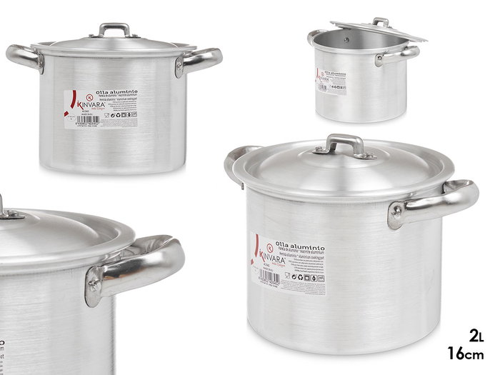 Kinvara Casserole en Aluminium 16 cm 2 L, Argenté, Compatible Gaz/Horno/Lave-vaisselle (Set de 6) Kinvara Casserole en Aluminium 16 cm 2 L, Argenté, Compatible Gaz/Horno/Lave-vaisselle (Set de 6)