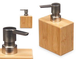 Berilo Dosificateur en Bambou avec Bouchon Chromé Carré 9.7 x 15 x 5.8 cm (Set de 12)
