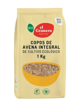 EL GRANERO Flocons d'Avoine Complets 1kg - Vegan, Riche en Fibres EL GRANERO Flocons d'Avoine Complets 1kg - Vegan, Riche en Fibres