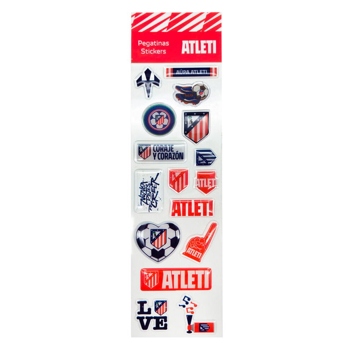 CYP BRANDS Set de Papeterie Atlético de Madrid - Porte-tout, Stylos, Crayons, Gomme, Taille-crayon, Surligneur et Autocollants - Articles de Bureau à l'Effigie du Club