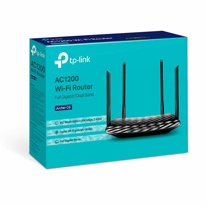 TP-LINK Routeur Wi-Fi Archer C6 V4.0 AC1200 Dual Band Gigabit, 4 Antennes, Noir - Modèle ARCHER C6 V4