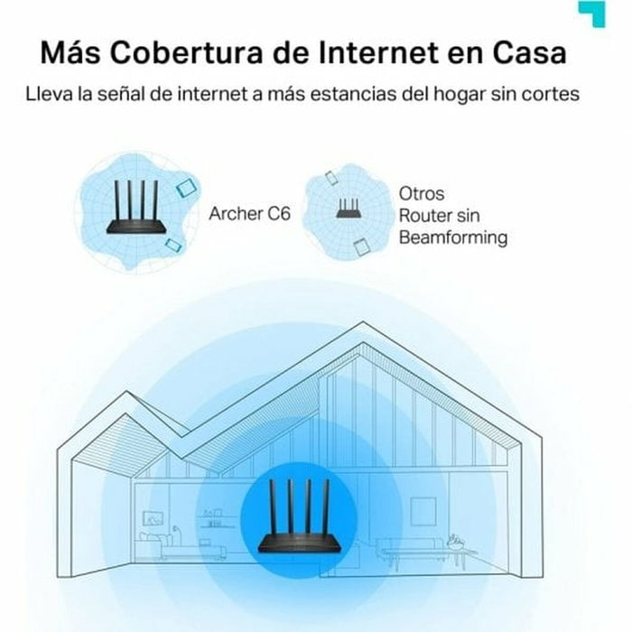 TP-LINK Routeur Wi-Fi Archer C6 V4.0 AC1200 Dual Band Gigabit, 4 Antennes, Noir - Modèle ARCHER C6 V4