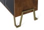 GINER Y COLOMER Buffet 4 portes en bois de manguier 180 cm couleur noyer et noir avec piètement doré - Structure métallique, dimensions détaillées