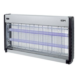 Edm Mata-insectes électrique professionnel 2 x 20 W, 150 m², chromé/noir, 63.5 x 9 x 36 cm
