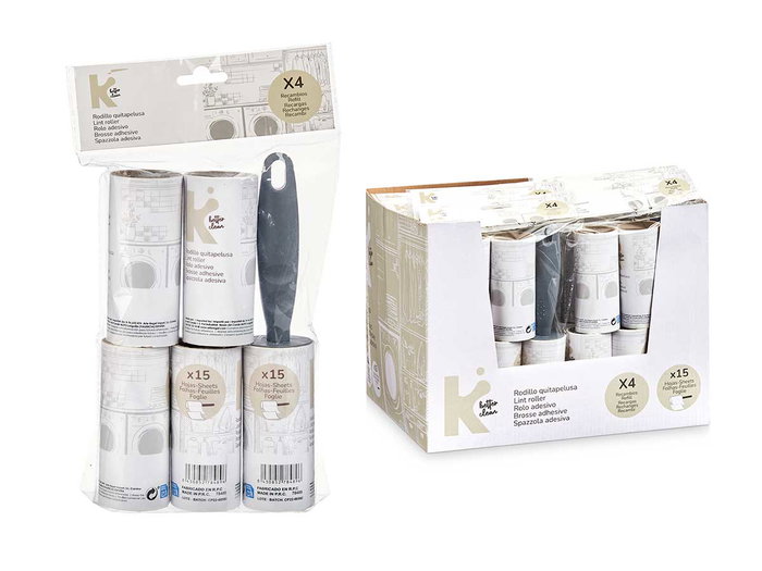 Arte Regal Set Quitapelusa avec Rouleau et 4 Recharges de 15 Feuilles - 16 x 27 x 4,2 cm (Set de 24)