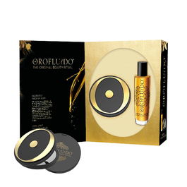 Revlon Set Coffret Soin Capillaire : Huile Orofluido 100 ml pour Hydratation, Démêlage et Brillance + Miroir de Poche Compact Noir