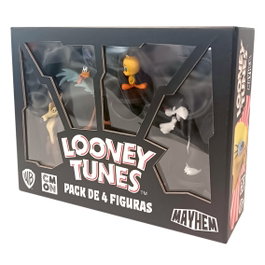 Asmodee LTM002ES Jeu de Plateau Looney Tunes Mayhem Pack de 4 Figures – Silvestre, Piolin, Coyote, Correcaminos – Extension – À partir de 10 ans