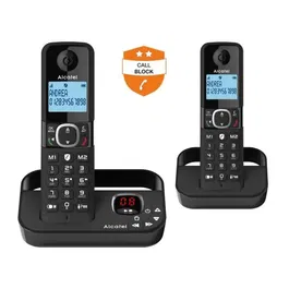 Alcatel Téléphone fixe sans fil F860 Voice Duo Noir avec blocage d'appels indésirables, répondeur 14 min, grand écran, répertoire 100 noms