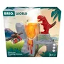 Brio Volcan en Éruption avec Dinosaure - Accessoire pour Circuit de Train en Bois - Action sans Pile par Aimant avec Son, Lumière et Vapeur - Jeu pour Enfants dès 3 Ans