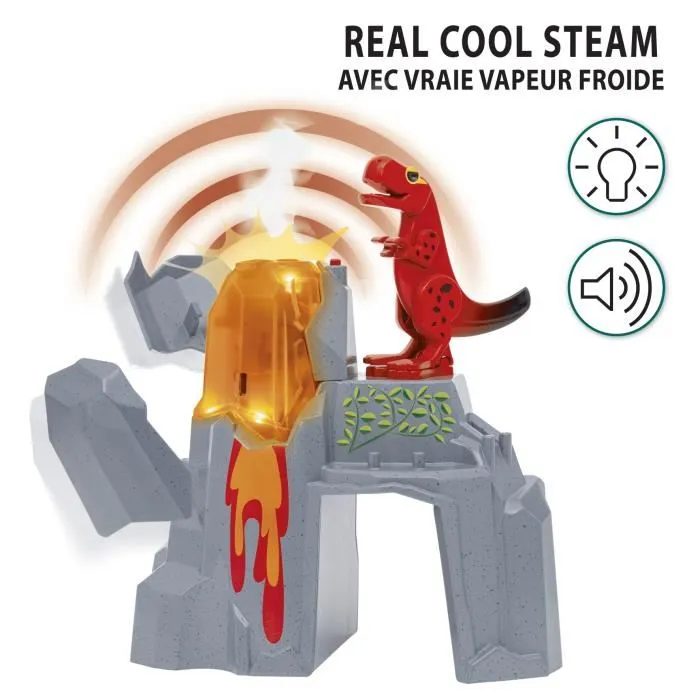 Brio Volcan en Éruption avec Dinosaure - Accessoire pour Circuit de Train en Bois - Action sans Pile par Aimant avec Son, Lumière et Vapeur - Jeu pour Enfants dès 3 Ans
