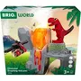 Brio Volcan en Éruption avec Dinosaure - Accessoire pour Circuit de Train en Bois - Action sans Pile par Aimant avec Son, Lumière et Vapeur - Jeu pour Enfants dès 3 Ans