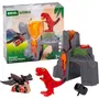 Brio Volcan en Éruption avec Dinosaure - Accessoire pour Circuit de Train en Bois - Action sans Pile par Aimant avec Son, Lumière et Vapeur - Jeu pour Enfants dès 3 Ans