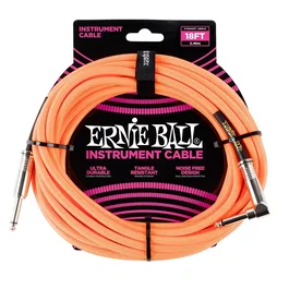 Ernie Ball Câble d'instrument tressé Jack-Jack 5,49 m - Néon / Orange