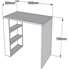 Bureau d'étude scandinave Blanc, 90 x 70 x 50 cm, avec étagères et rangements