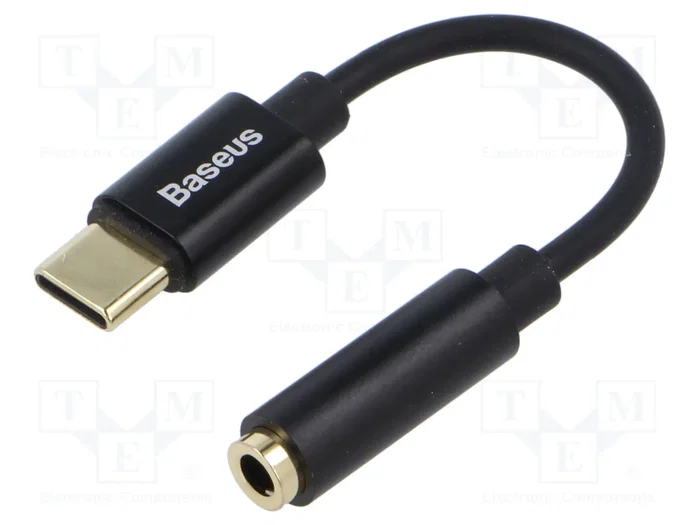 Baseus Adaptateur Audio Jack 3,5mm femelle vers USB-C mâle, noir, 0,05m Baseus Adaptateur Audio Jack 3,5mm femelle vers USB-C mâle, noir, 0,05m