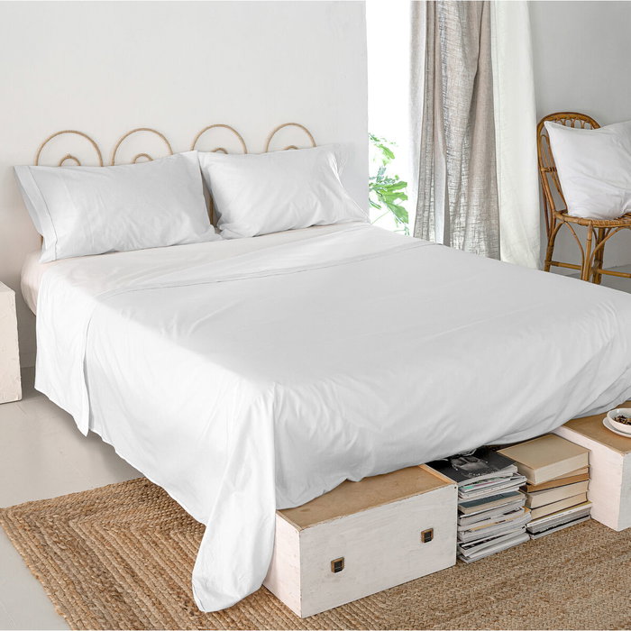 Drap HappyFriday Basic Blanc 160 x 270 cm Drap HappyFriday Basic Blanc 160 x 270 cm