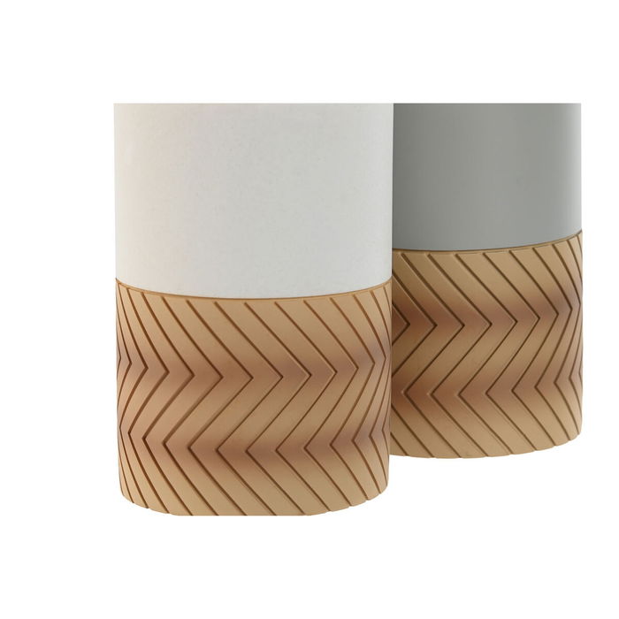 Verre Home ESPRIT Blanc Gris Naturel Résine 7 x 7 x 10,5 cm (2 Unités)