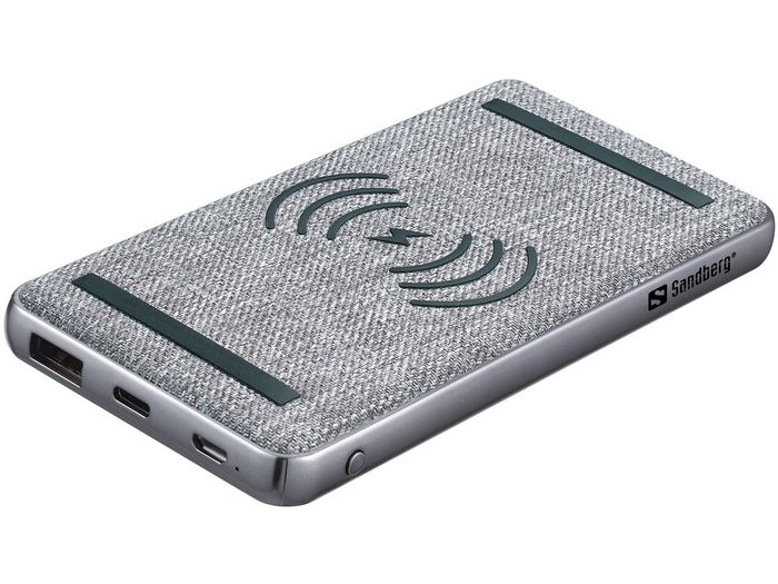 Sandberg Powerbank 10000 mAh avec Charge Rapide sans Fil et PD 20W, 15W Qi, Ports USB-C et USB-A QC 3.0, Charge de 2 Appareils Simultanément Sandberg Powerbank 10000 mAh avec Charge Rapide sans Fil et PD 20W, 15W Qi, Ports USB-C et USB-A QC 3.0, Charge de 2 Appareils Simultanément