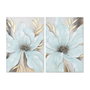 Home ESPRIT Toile Bleu Doré Fleur Shabby Chic 60 x 3 x 90 cm (2 Unités)