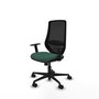 Chaise Mardos Synchro 4 positions tissu Vert foncé Maille Noir Base en nylon noir Accoudoir 1D Sans appui-tête Roulettes 65mm nylon