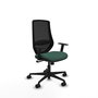 Chaise Mardos Synchro 4 positions tissu Vert foncé Maille Noir Base en nylon noir Accoudoir 1D Sans appui-tête Roulettes 65mm nylon