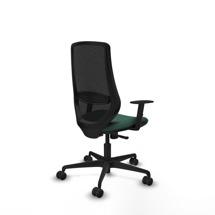 Chaise Mardos Synchro 4 positions tissu Vert foncé Maille Noir Base en nylon noir Accoudoir 1D Sans appui-tête Roulettes 65mm nylon