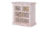 GINER Y COLOMER Commode 4 tiroirs en bois de manguier avec détails en céramique et bronze - Couleur blanc vieilli - 90 x 90 x 40 cm