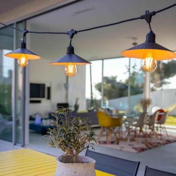 Lumisky Vinty Light Solar - Guirlande solaire 6 m avec 10 ampoules LED blanc chaud