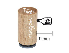 Woodies Mini Sceau Message dans une Bouteille en Bois et Caoutchouc 15x25mm