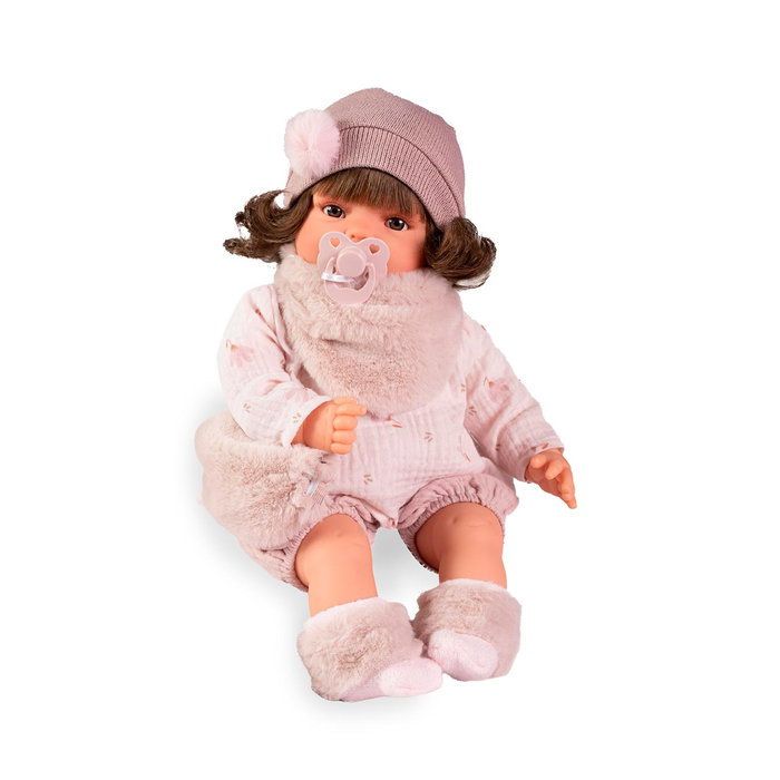 Muñecas Antonio Juan Poupée Beni Lloro Invierno 16383, 42 cm, Bébé Réaliste avec Accessoires (Chapeau, Écharpe), Jouet Polyglotte (FR, EN, ES, DE, IT, PT) pour Enfants 3 ans et plus