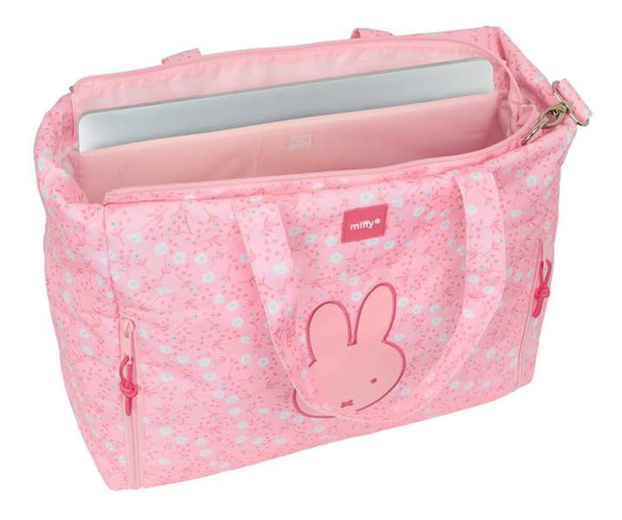 Safta Sac pour ordinateur portable 14,1 pouces avec poche dédiée Miffy Fleurs - Noir 40x31x17 cm
