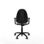 Chaise de bureau Aýna avec mécanisme Contact permanent de base, revêtue de simili cuir gris clair. Équipée d'une base en polyamide noir, d'accoudoirs 1D et de roulettes pour parquet