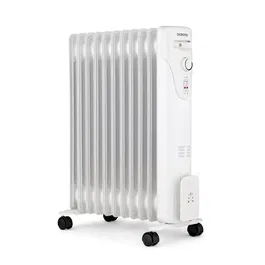 Oceanic Radiateur Électrique à Bain d'Huile 2500W Blanc, 3 Puissances (1000/1500/2500W), 11 Éléments, Mobile avec Sécurité Anti-Renversement