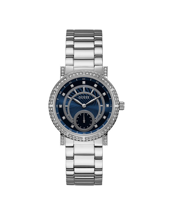 Guess W1006L1 avec cadran bleu et bracelet argenté Guess W1006L1 avec cadran bleu et bracelet argenté