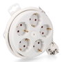 Edm Base multiple ronde 5 prises 2P+T Schuko avec interrupteur, 1,5 m câble H05VV-F 3G1,5mm², 16A 250V, blanc