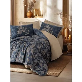 Parure de lit King Size en satin beige, 1 housse de couette 240 x 220 cm + 2 taies d'oreiller 60 x 60 cm