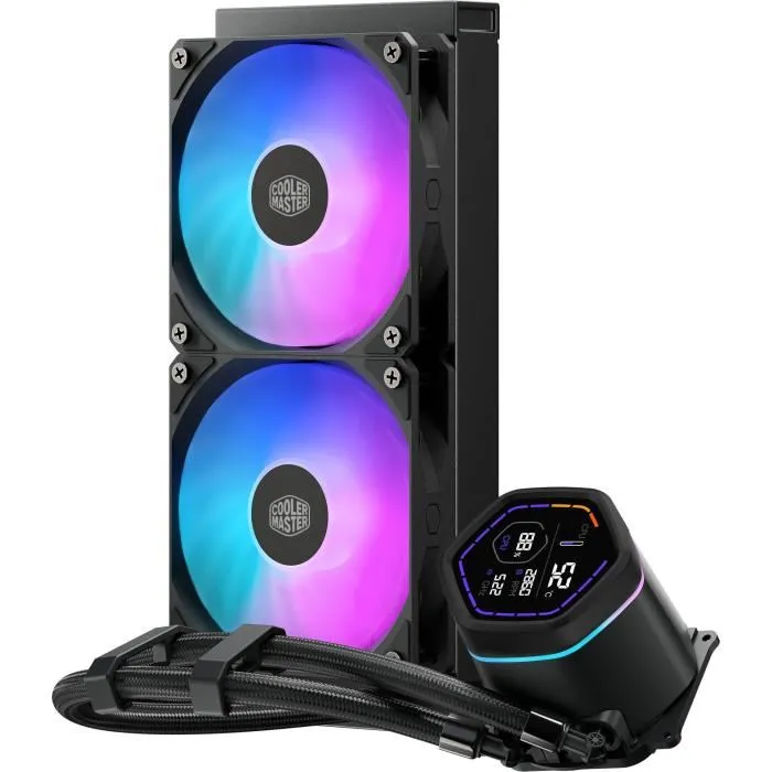 Cooler Master - MasterLiquid Core Nex Digital 240 Black ARGB, Watercooling AIO, Radiateur 240 mm, Pompe avec écran digital, Ventilateur 120 mm ARGB, MLX-D24M-A18PA-RD Cooler Master - MasterLiquid Core Nex Digital 240 Black ARGB, Watercooling AIO, Radiateur 240 mm, Pompe avec écran digital, Ventilateur 120 mm ARGB, MLX-D24M-A18PA-RD