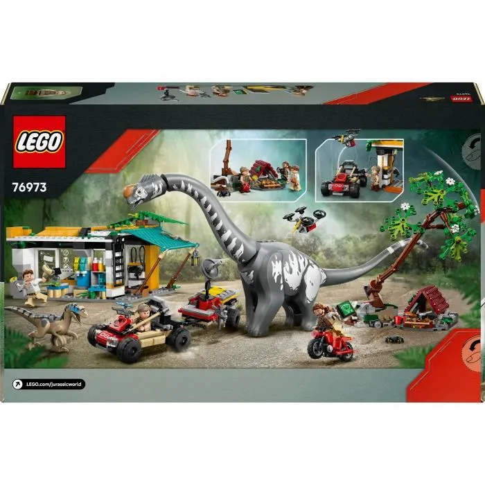 Lego 76973 Jurassic World - Set de Construction La Poursuite du Vélociraptor et du Titanosaure - 582 Pièces avec Dinosaures et Minifigurines