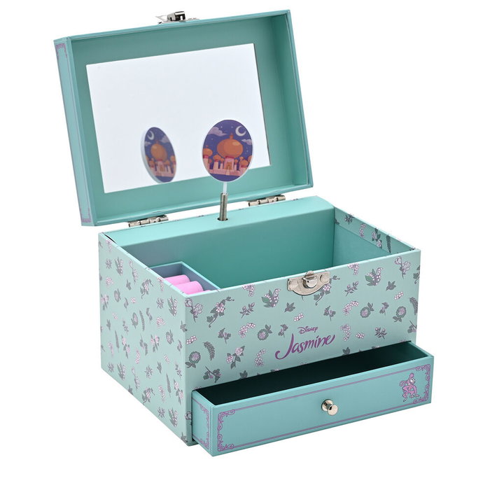 Disney Coffret à bijoux musical Jasmine de Disney Princesses avec tiroir et mélodie - Motif floral - Pour collectionneuses