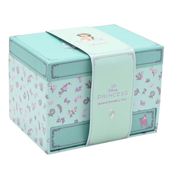 Disney Coffret à bijoux musical Jasmine de Disney Princesses avec tiroir et mélodie - Motif floral - Pour collectionneuses
