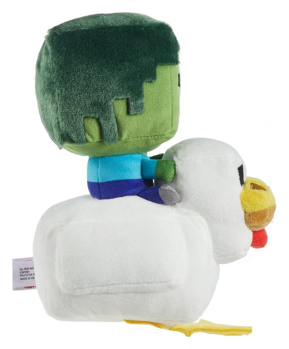 Mattel Peluche Minecraft Chicken Jockey 20 cm – Jouet en peluche super doux pour enfants dès 3 ans, multilingue