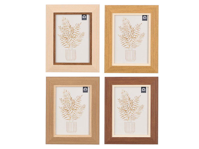 GIFTDECOR Porte-photos Relief 13x18 cm, Bois MDF et Verre, Beige/Crème/Gris/Marron, 19x24x1.5 cm (Set de 24)