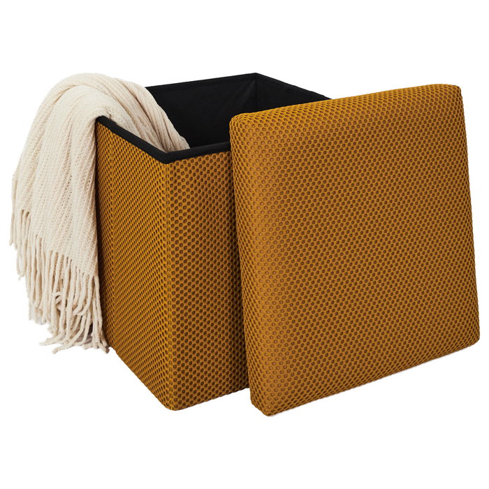 Home Deco Factory CAJA-PUF PLEGABLE ATOM MOSTAZA Home Deco Factory CAJA-PUF PLEGABLE ATOM MOSTAZA