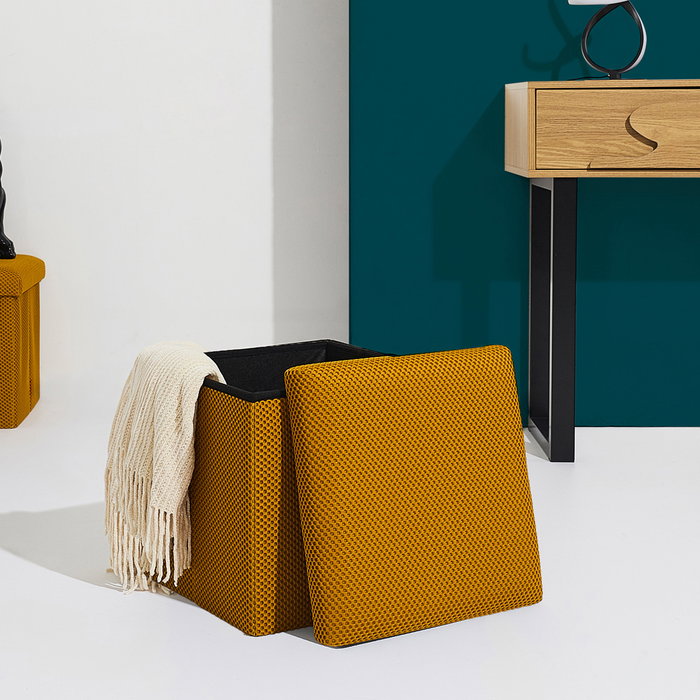 Home Deco Factory CAJA-PUF PLEGABLE ATOM MOSTAZA Home Deco Factory CAJA-PUF PLEGABLE ATOM MOSTAZA