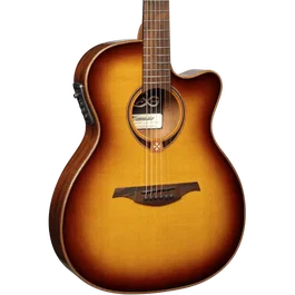 LAG Guitare Acoustique Tramontane 118 A/E Auditorium Slim Cutaway Brown Shadow