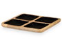 Giftdecor Bandeja Carrée 4 Compartiments Bois Manguier Noir 31 x 3 x 31 cm (Set de 6)